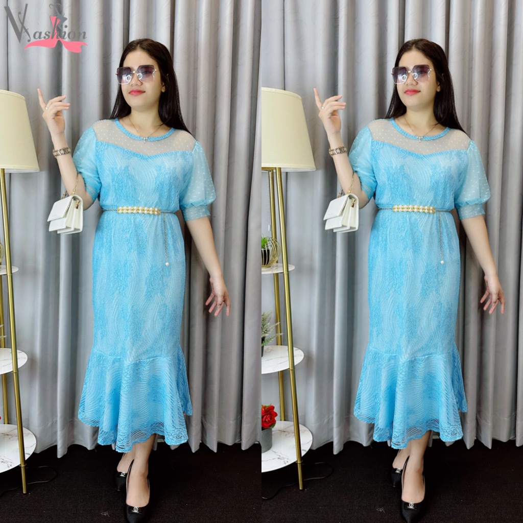 Dress Duyung Brukat Polos FREE Belt 51030 Vima Premium