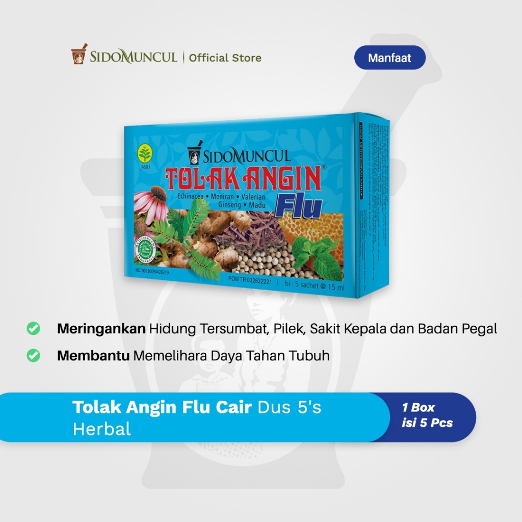 

Tolak Angin Flu Cair Dus 5's Herbal - Flu Batuk Demam Pusing
