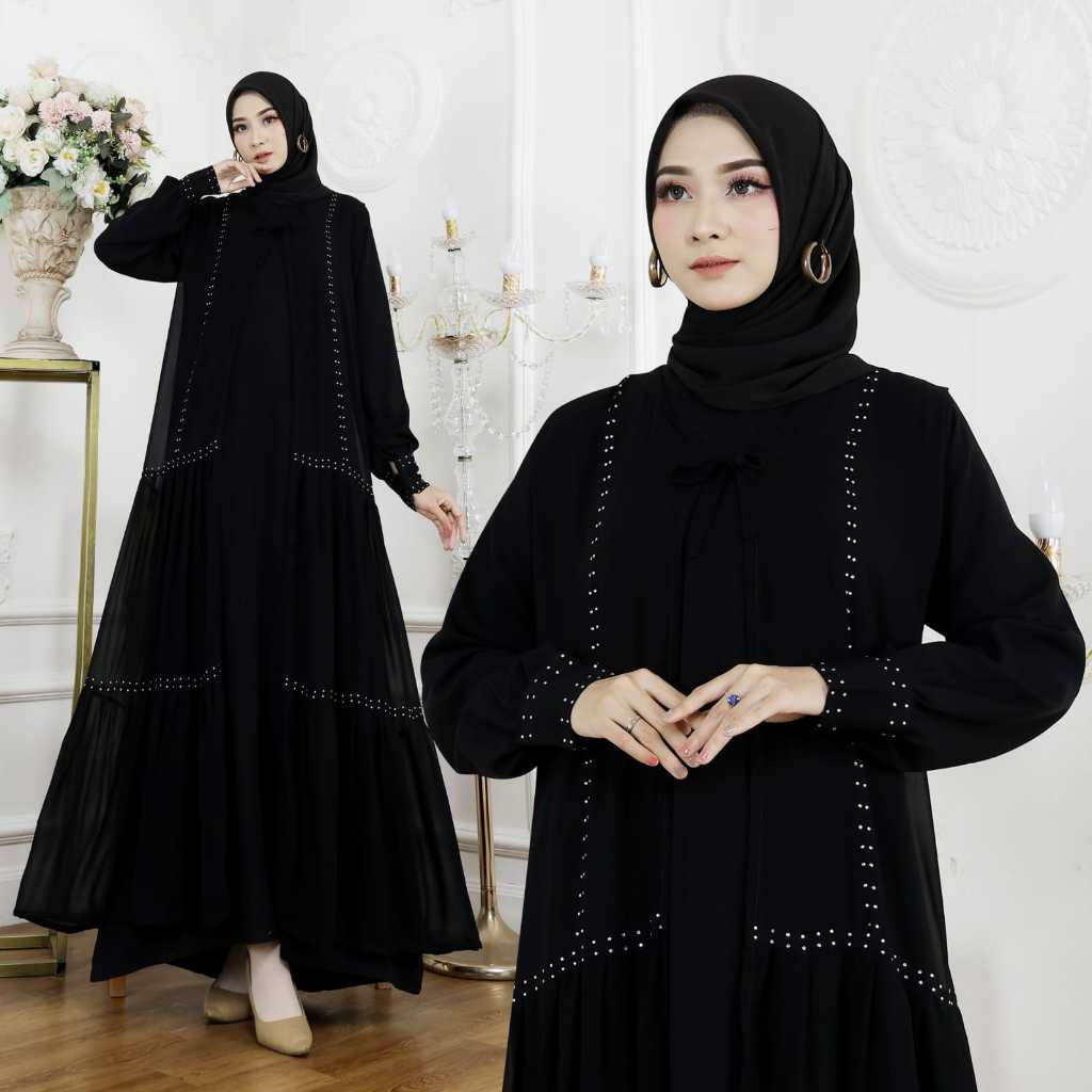 Gamis Terbaru Abaya Hitam Jetblack Dubai Mahani BUSUI Abaya Turkey Polos Simple Dress Muslim Baju Wa