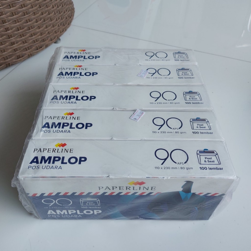 

Amplop Putih Airmail KABINET Paperline 90 APS - 5 BOX Isi 500 (110x230mm 80gsm)