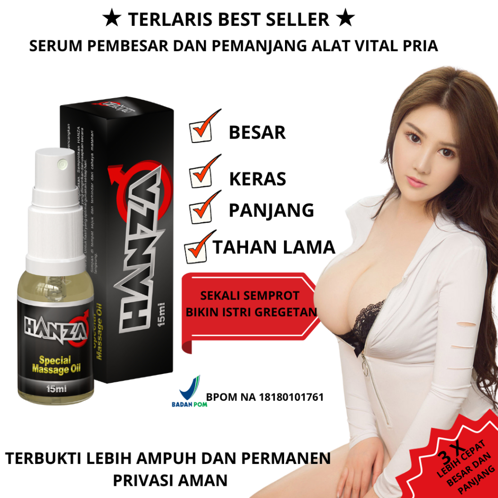 (PREMIUM) HANZA SPRAY BPOM pembesar dan pemanjang pennis mr p vital pria permanen paling ampuh kuat 