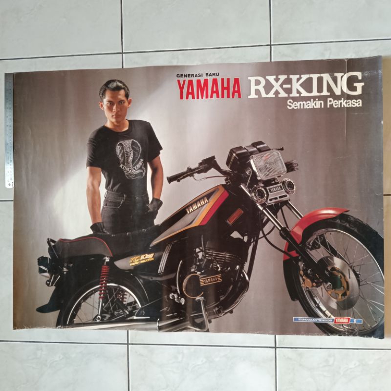 Poster iklan jumbo jadul lawas ex dealer Yamaha RX King Cobra Bibir Merah 1990-1991 ORI Original