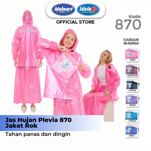 IDOLMART Jas Hujan Plevia 870 Jaket Rok / Jas hujan wanita Rok 870  - Plevia Bandung