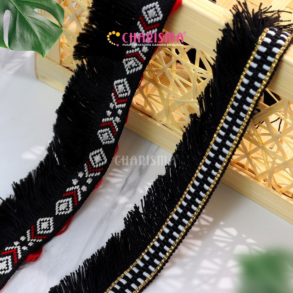 Charisma Renda Rumbai Motif 3 - Renda Bordir / Lebar 3cm / Harga Per Roll