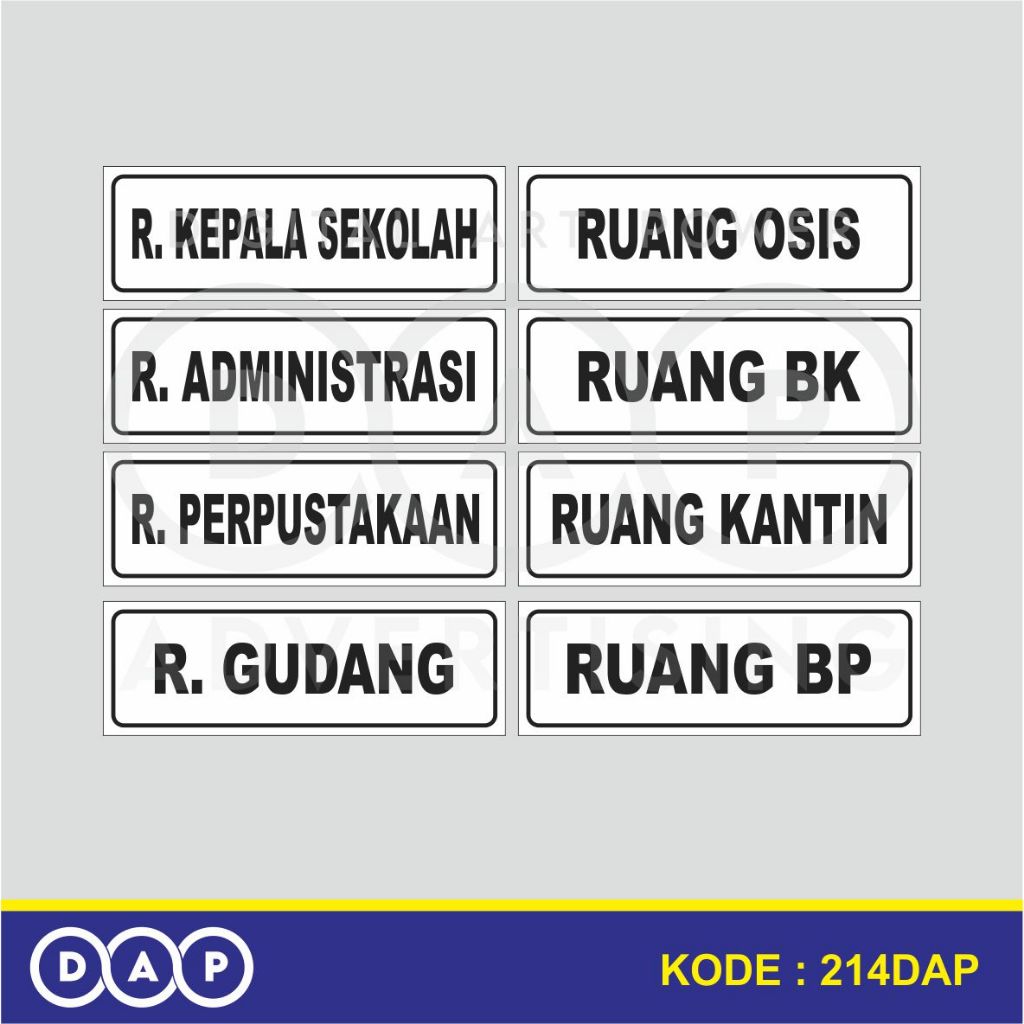 

214 - STIKER NAMA RUANGAN SEKOLAH - 30 X 10 CM - VYNIL - TERBAIK