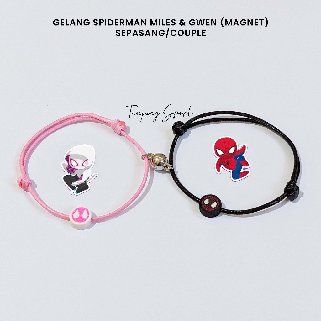 [LN0008-CP] Gelang Couple Spiderman Miles & Gwen dengan Magnet Tali Premium Pasangan