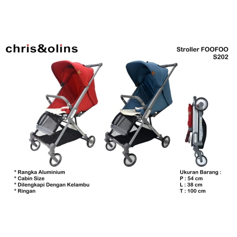 ChrisOlins S202 Stroller FooFoo Premium Cabin Size Light Weight Travel Kereta Dorong bayi
