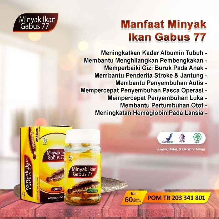 Kapsul Minyak Ikan Gabus Albu Oil 77 Darusyifa Obat Luka Pasca Operasi 60 kapsul
