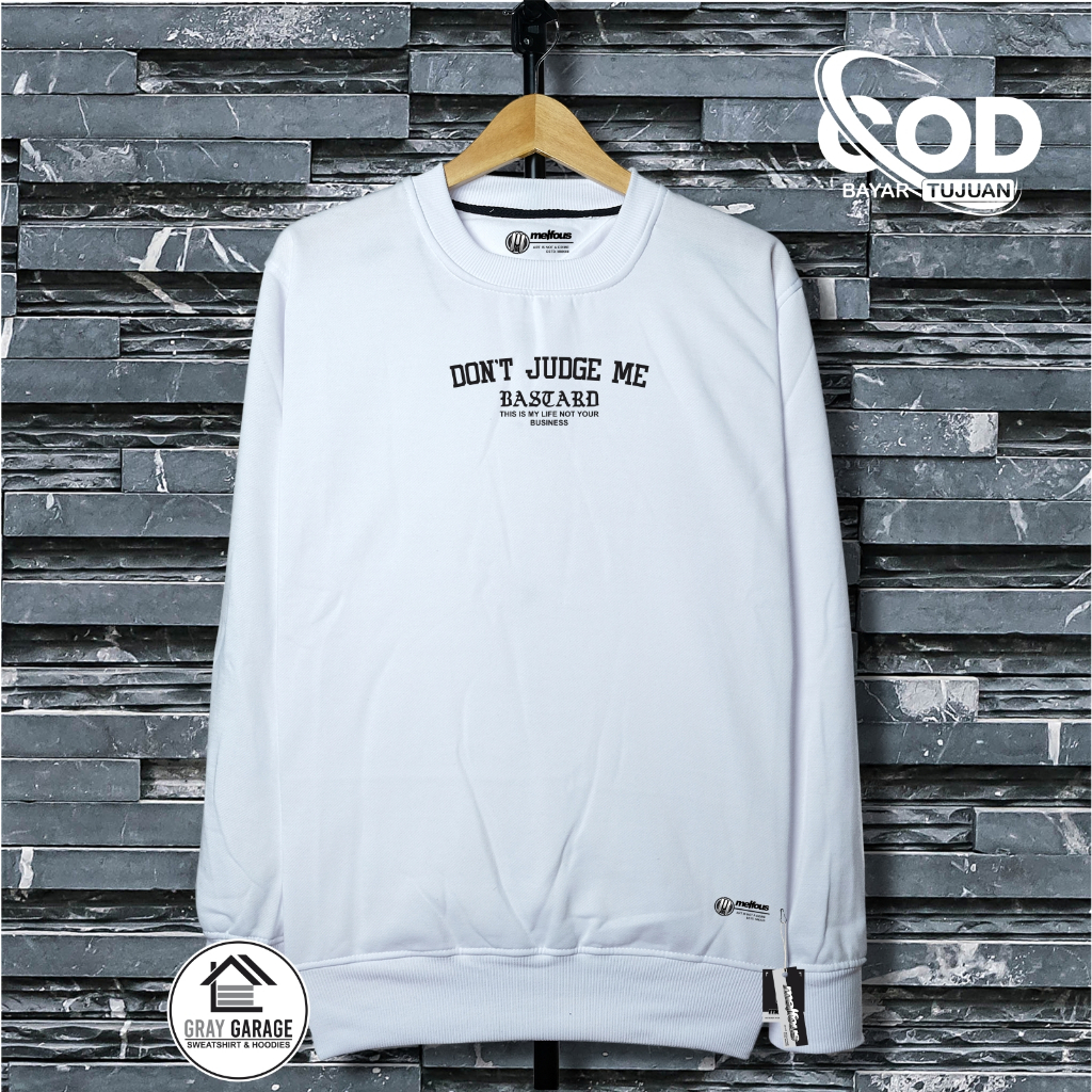 Sweater Pria Crewneck Warna Putih Keren Oversize Unisex Cowok Cewek Bahan Fleece Katun Tebal Origina