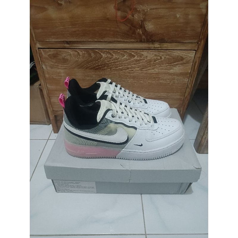 sepatu sneakers nike air force 1 react pink spell 100% original authentic size 42.5 (27cm) us 9