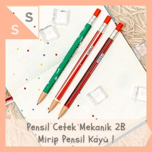 

[simplyshop] Pensil Cetek Mekanik 2B Mirip Kayu Bambu Mechanical Fake Wooden Pencil PCK-1098 Fancy Stationery Miniso Daiso Alat Tulis Polos Sekolah Anak ATK Grosir