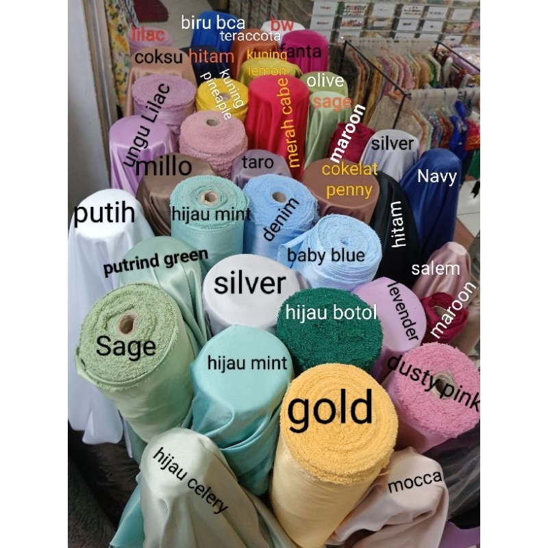 Kain Satin Bridar/Bahan Kain Satin Polos Bridal/satin Bridal Premium/Kain Satin Bridar Murah Mewah.!