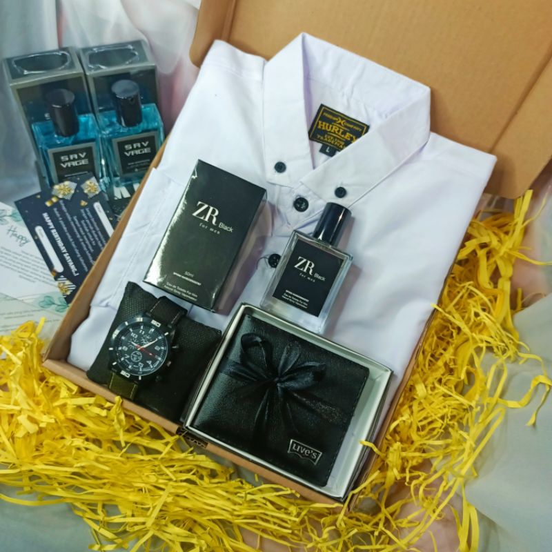 Paket Salman Hampers kaos Kemeja Cowok parfum cowok jam tangan dompet cowok kado ulang tahun pacar s