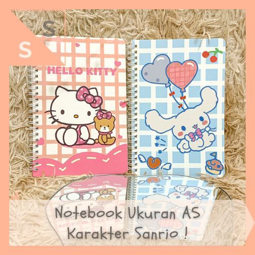 

[simplyshop] Notebook Binder Buku Ring Spiral Catatan Agenda Compact Travel Book A5 Lembar Bergaris Motif Karakter Sanrio Cinnamoroll Cinnamon Roll Hello Kitty Pink Kuning ATK Alat Tulis Anak Sekolah Souvenir Bingkisan Kado BK-1103