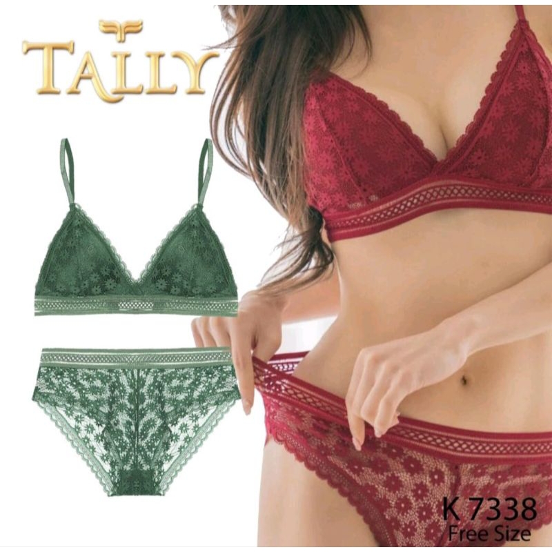 Sexy Bra set 7338 Burkat Busa Tipis Tanpa Kawat