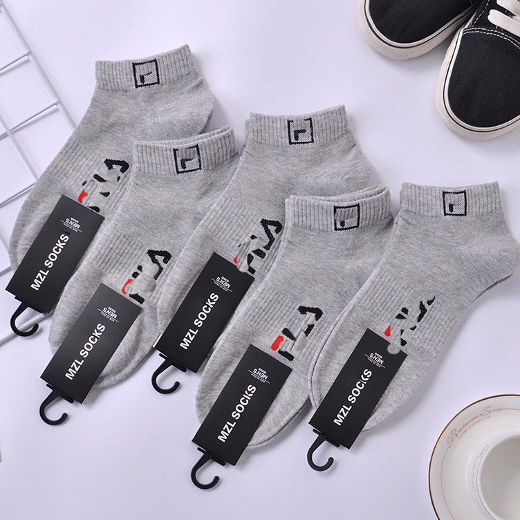 Borong Terkini  Kaos kaki wanita atu pria set 5pcs import motif polos brand