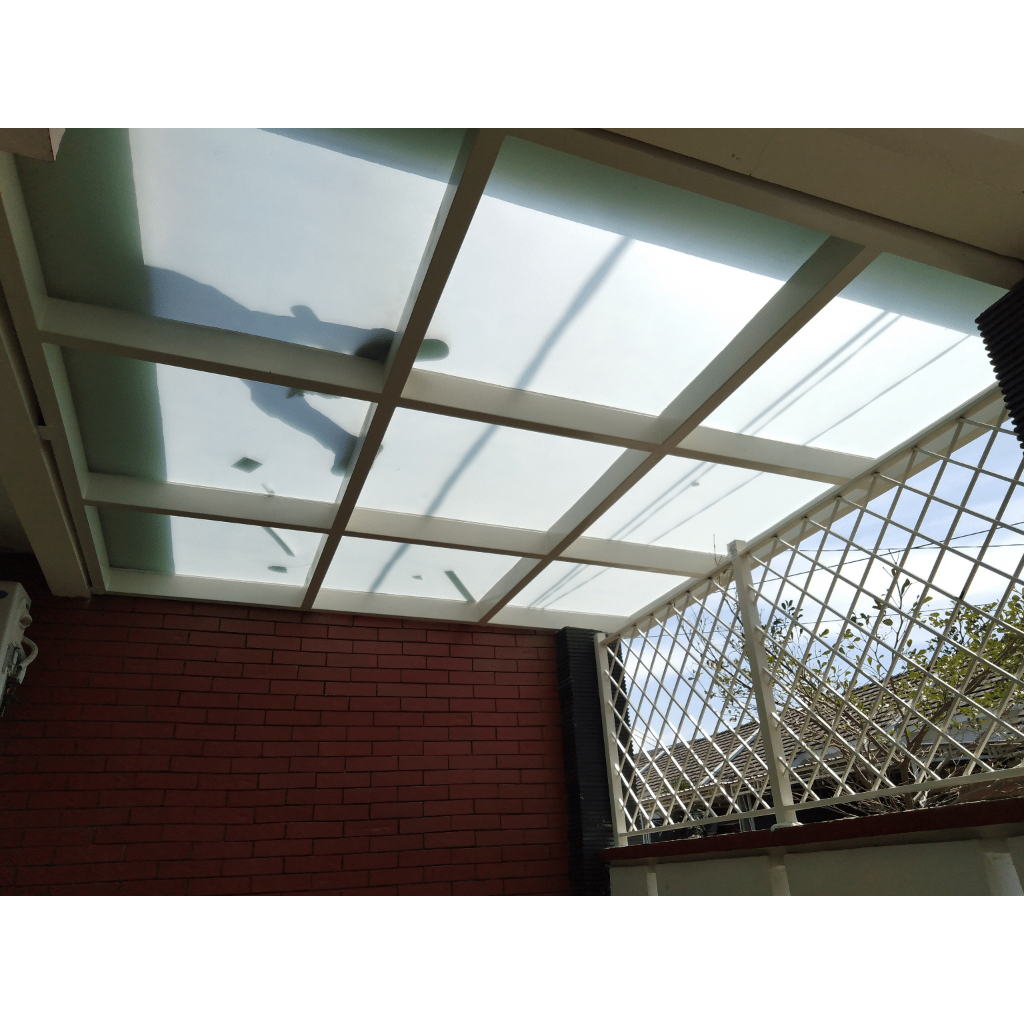 Kanopi kaca sandblast minimalis