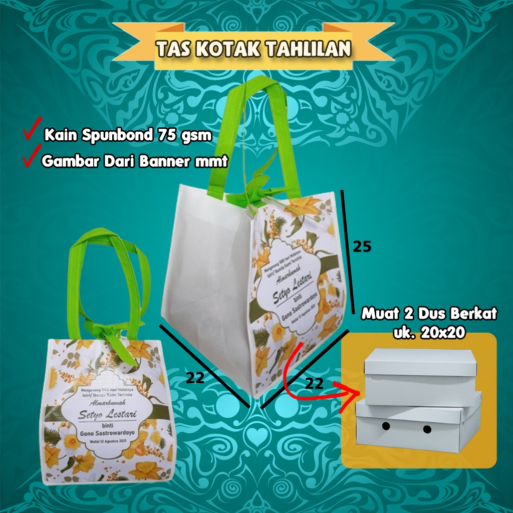 

Tas Souvenir Hajatan/Tahlilan Tali Muat Box Nasi Gambar printing Sablon Depan belakang