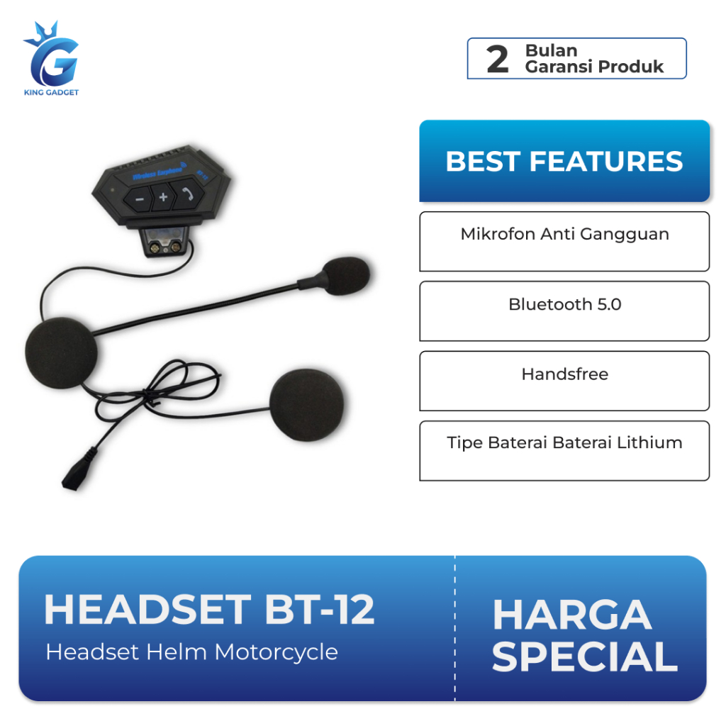 Vnetphone Headset Bluetooth Helm Motorcycle - BT-12Vnetphone Headset Bluetooth Helm Motorcycle - BT-