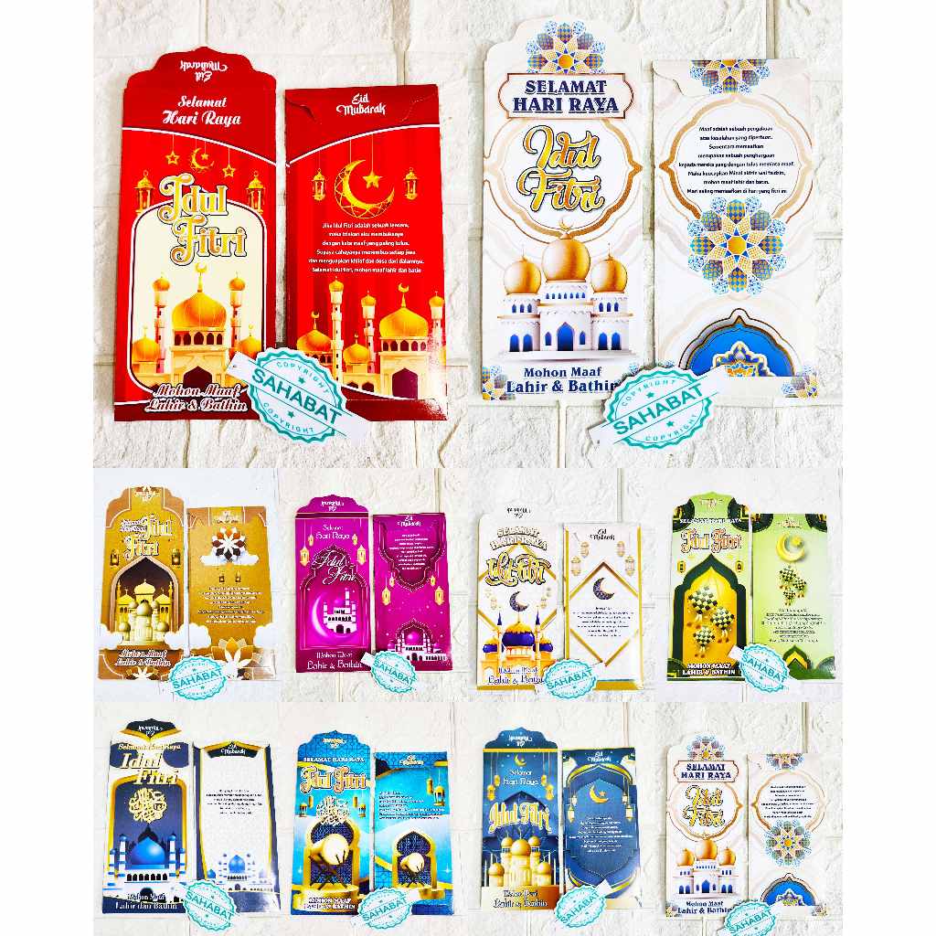 

[ 10 PCS ] AMPLOP / ANGPAU LEBARAN IDUL FITRI MOTIF MASJID/ UANG, SNACK DAN ATM BAHAN GLOSSY UKURAN PANJANG ISI 10 LEMBAR