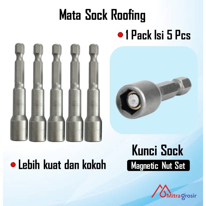 Mata Sock Roofing isi 5 pcs | Mata Bor Baja Ringan 8mm x 6,5cm | Mata Bor Baut | Mata Bor