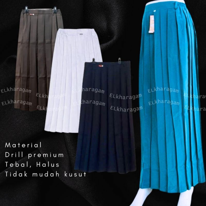 Rok sekolah Panjang SMA Seragam Rok Abu abu Coklat Hitam Putih Model Pliskit Lisu full rempel untuk 