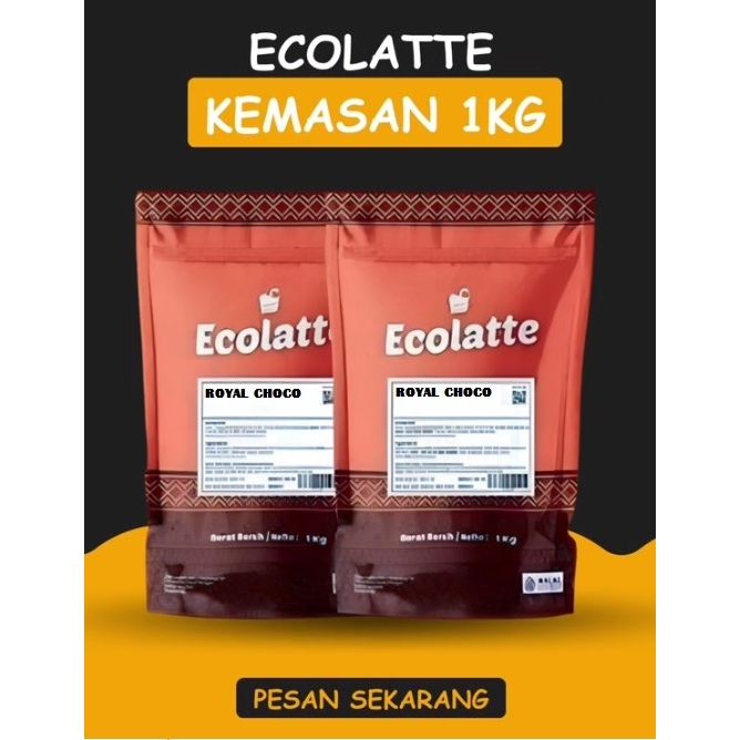 

ROYAL CHOCO kemasan 1Kg ECOLATTE, rebranding dari bubuk CHO'LATTE PREMIUM POWDER DRINK, bubuk minuman aneka varian rasa untuk usaha minuman/BOBA