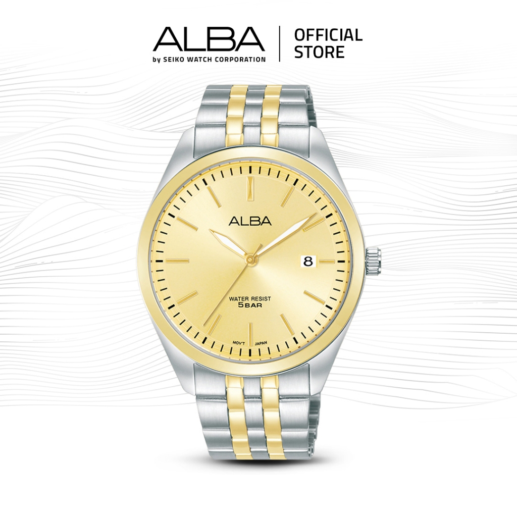 Alba Prestige Jam Tangan Pria AS9S10 / AS9S10X1 Quartz Gold Dial Silver-Gold Two Tone Stainless Stee