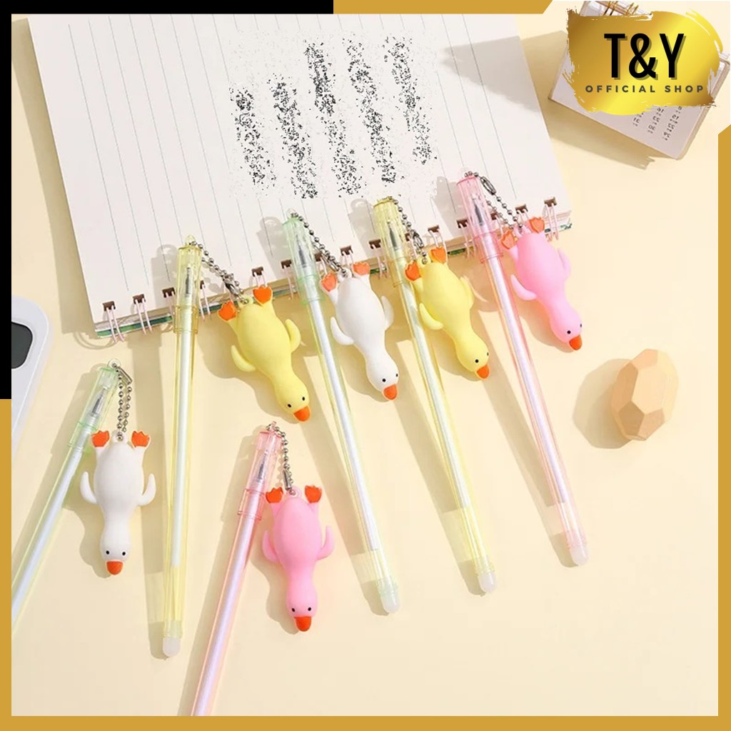 

T&Y Pulpen Gantungan Kartun Lucu Pen Gantungan Ayam Pulpen Lucu Aesthetic Gantungan Bebek Bolpoint Karakter Bebek Pena Gel Bolpen Unik Alat Tulis Kantor Gel Karakter