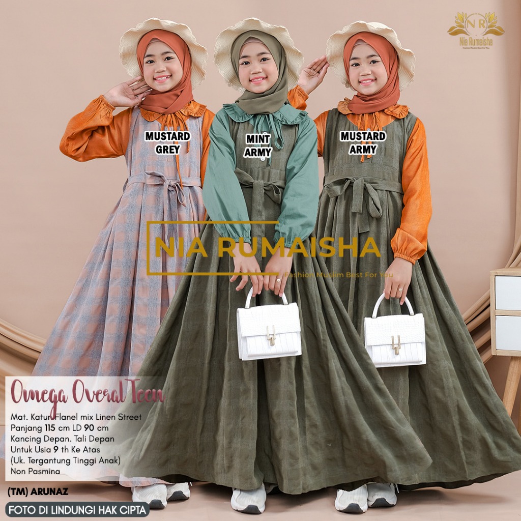 Terlaris  Gamis Anak Perempuan bahan katun mix // Overal Remaja Dellia / Odifa Kids / Omega Teen