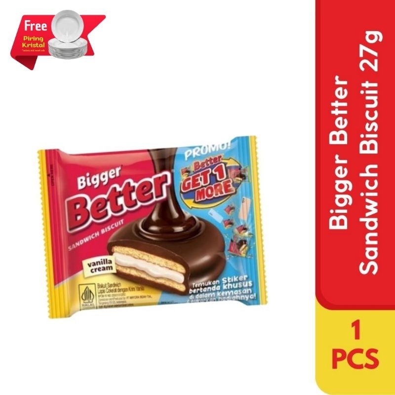 

BETTER Bigger Chocolate Vanila Cream Sandwich 27g (5pcs Harga GROSIR)