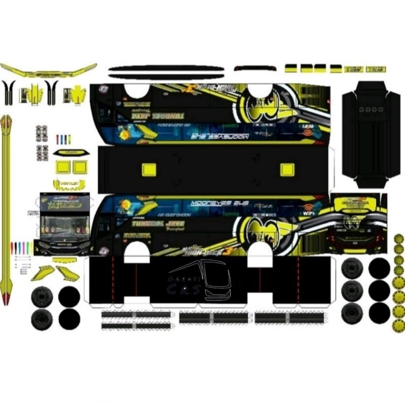 POLA PAPERCRAFT BUS MINIATUR SKALA 1:50 / STIKER MINIATUR BUS TERMURAH
