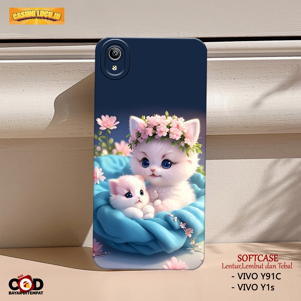 Case Vivo Y91c / Y1s - Fashion Case KUCING - Casing Hp Vivo Y91c / Y1s - Softcase TPU Pro Camera