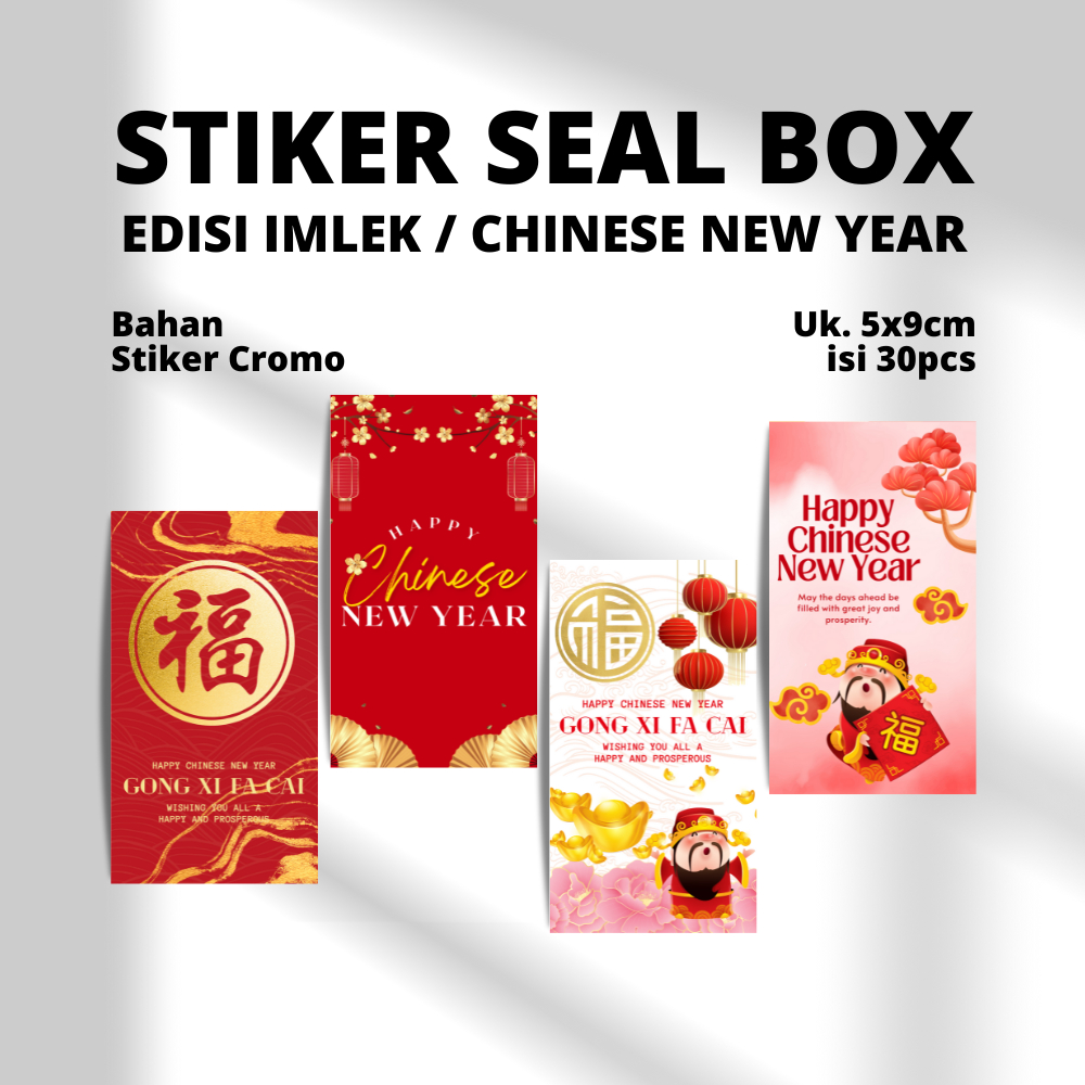 

EDISI CHINESE NEW YEAR / IMLEK 5x9cm (30pcs) | SUN PRINTING ( STIKER SEGEL / SEAL BOX / LABEL PACKING / STIKER HAMPERS )