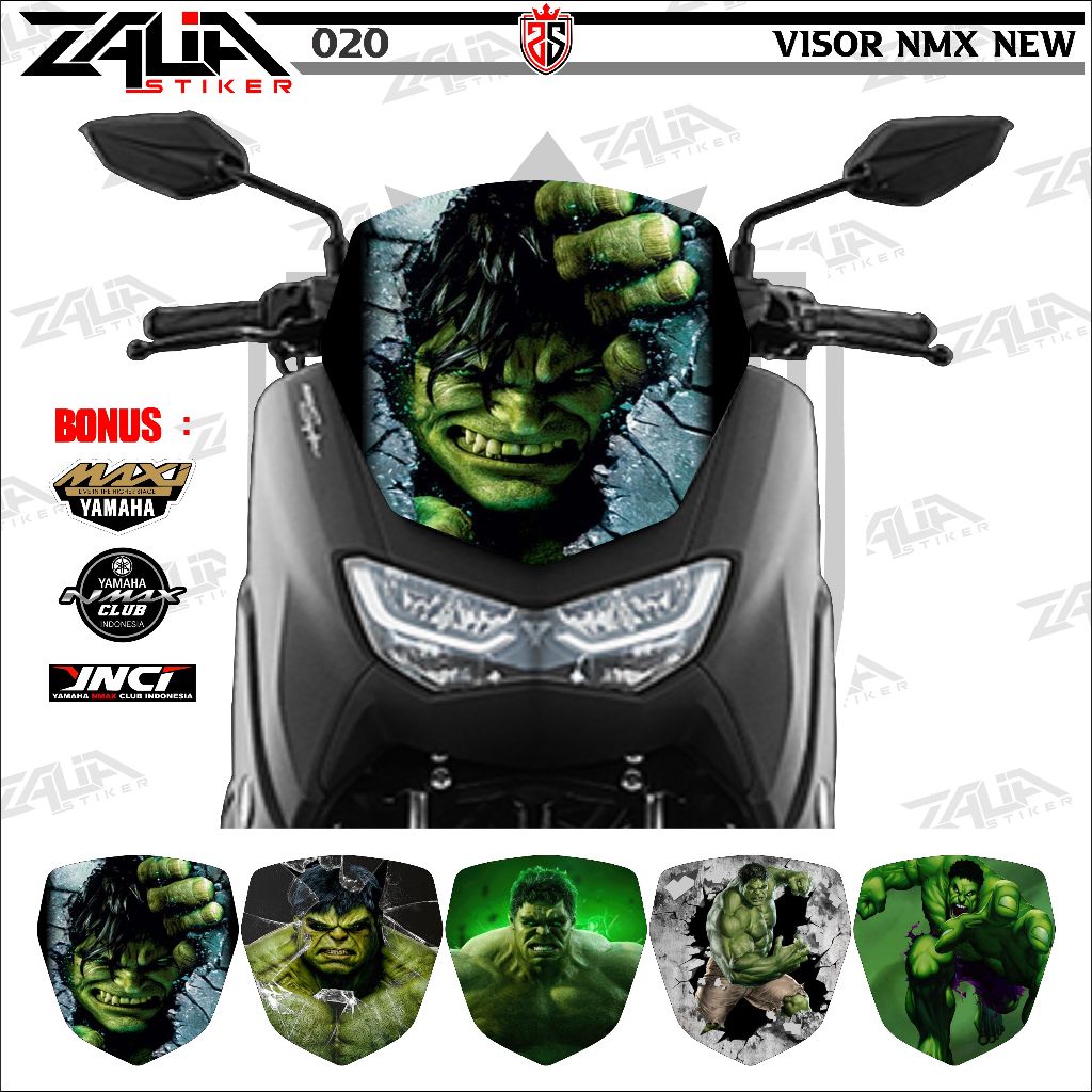 Stiker visor Winshield yamaha  Nmax NEW 155  2020-2023 HULK KEREN  (020) / stiker  Winshield  HULK M
