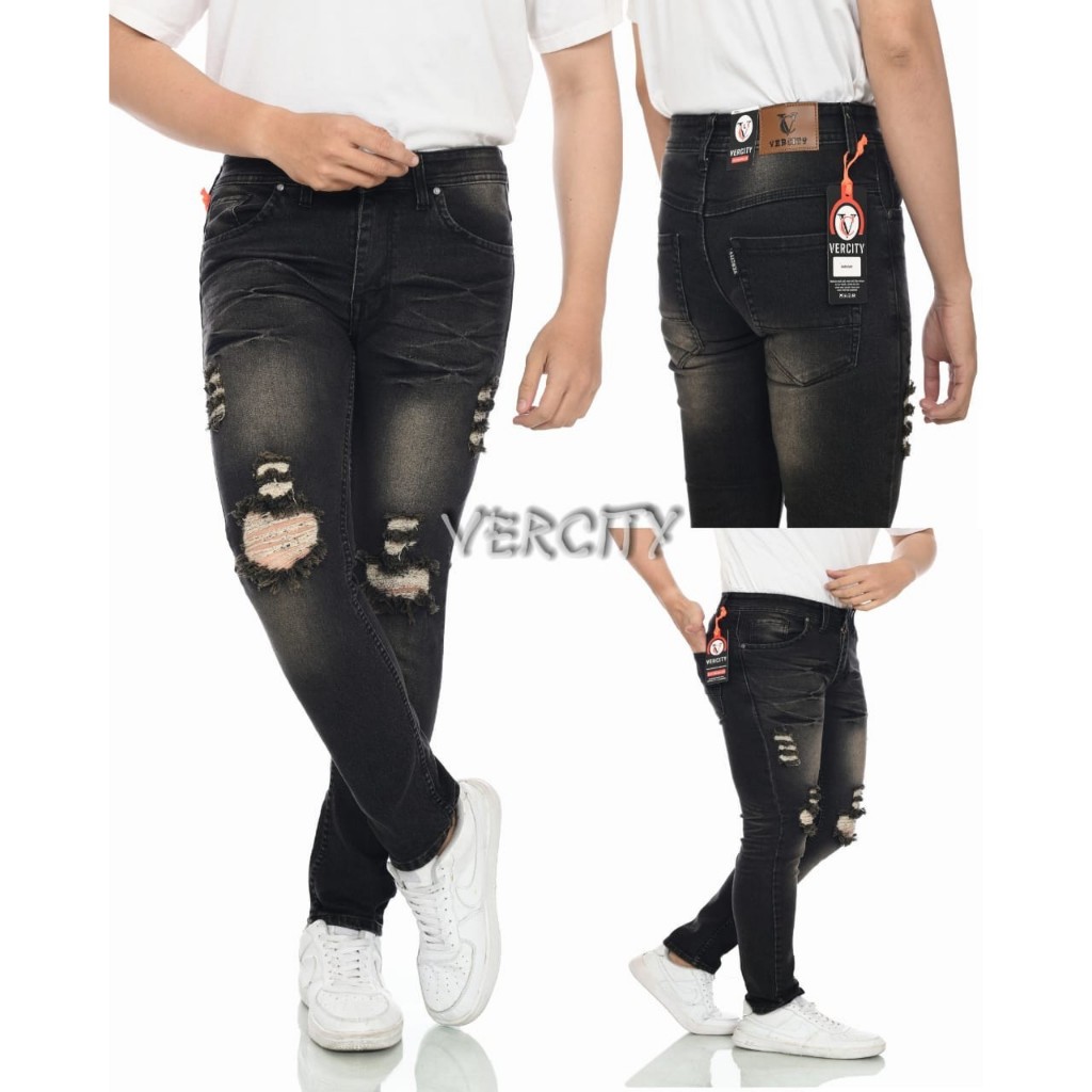 celana jeans bikers pria patch lutut skinny / celana jeans bikers pria / celana jeans bikers