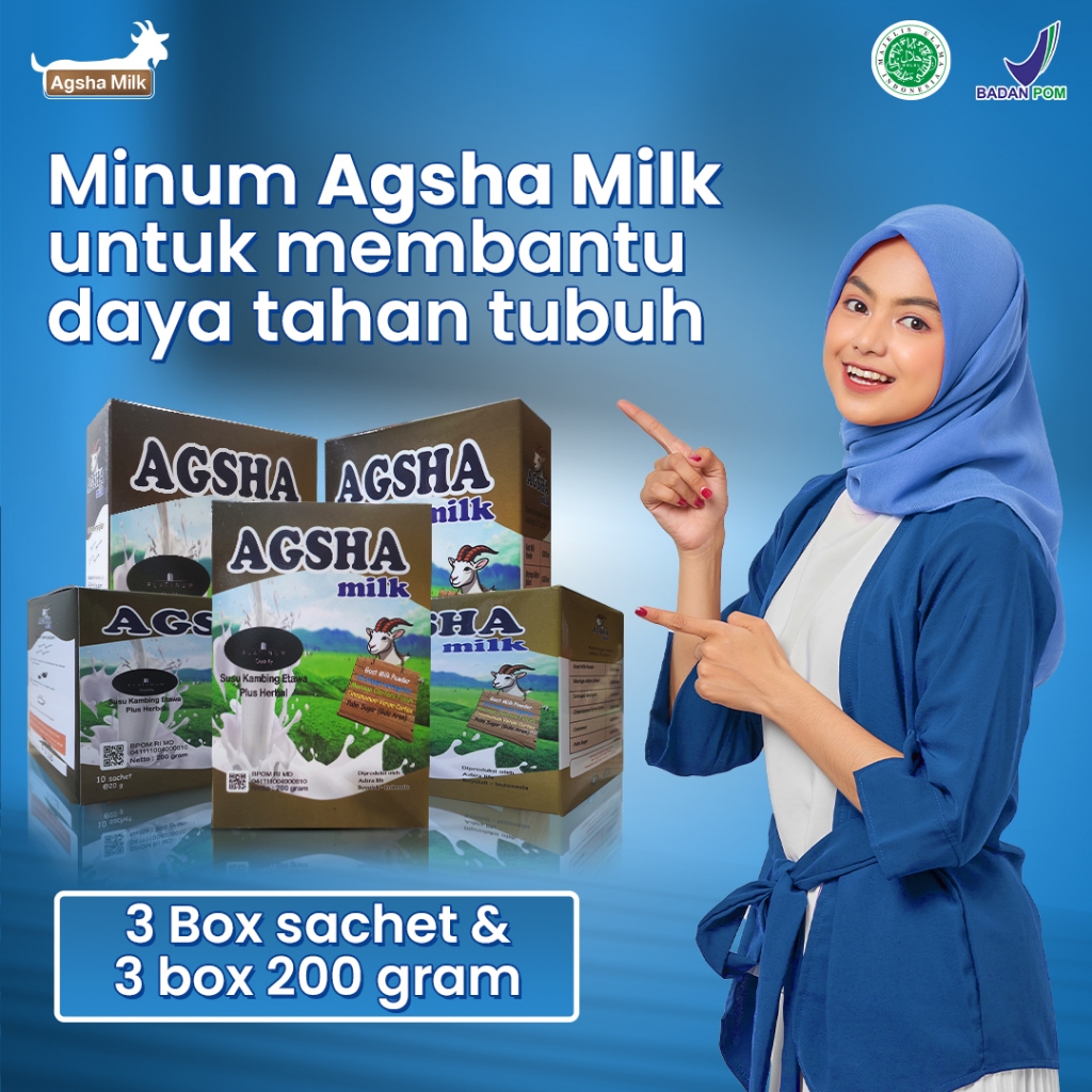 

Agsha Milk- Susu Kambing Etawa Paket Bundling 3 Box sachet & 3 Box 200 Gram Full Cream Halal dan Resmi BPOM Rasa Original 100%