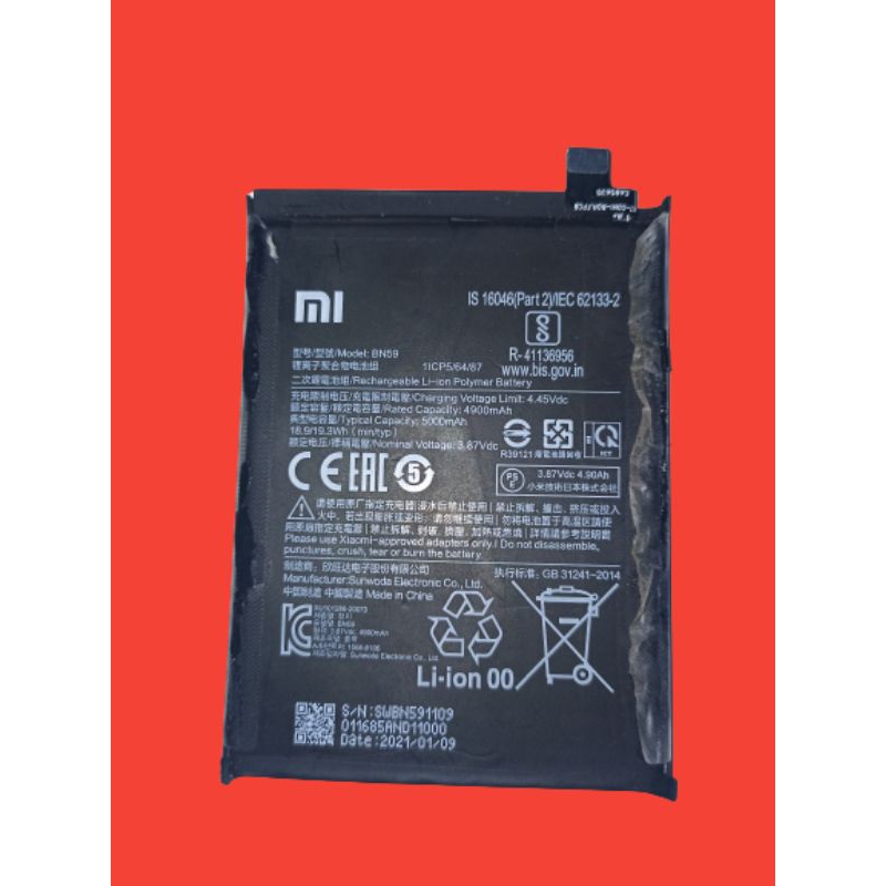 baterai redmi note 10/10s ori copotan