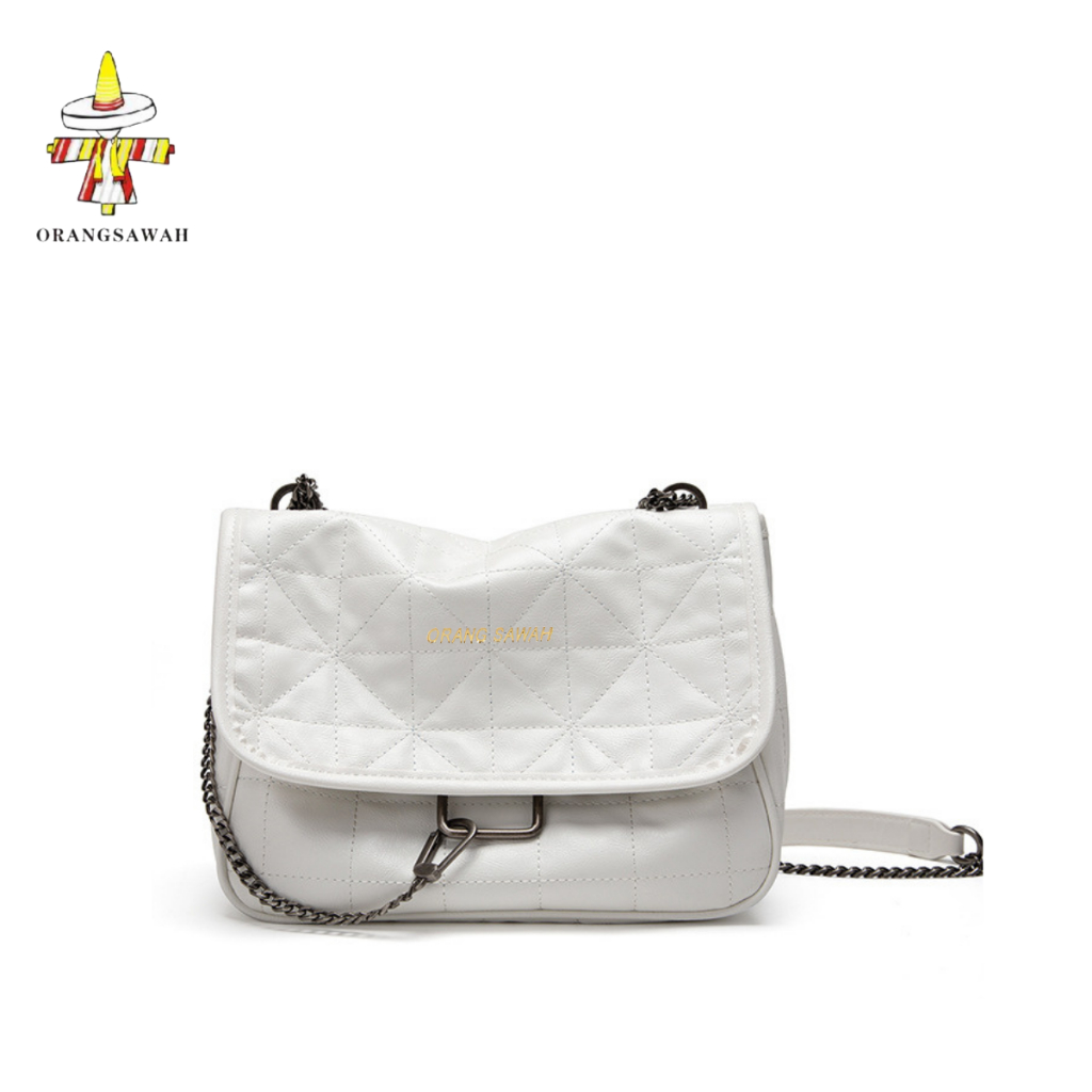 ORANG SAWAH Tas Shoulder Bag Wanita Import Kulit Tali Rantai Besi Bakar Tas Fashion Wanita Elegant T