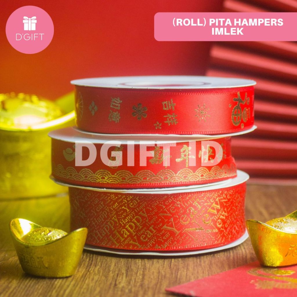 

(Roll) Pita Hampers Imlek 2cm | Pita Sincia CNY 2.5cm | Pita Merah Hoki