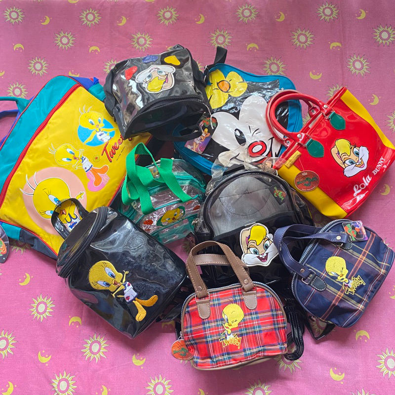Vintage 90s Warner Bros Tweety Animaniacs Lola Bunny Hand Bag Tas Ransel