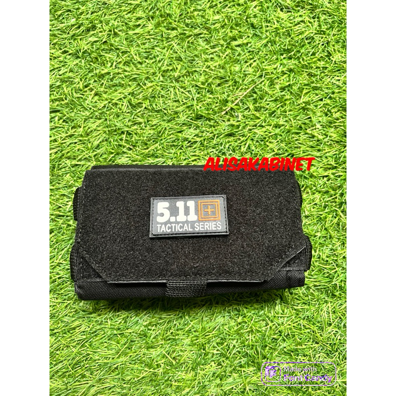 Sarung Tempat Hp Samping Tactical Double 6,4 Inch Hitam TNI Polri