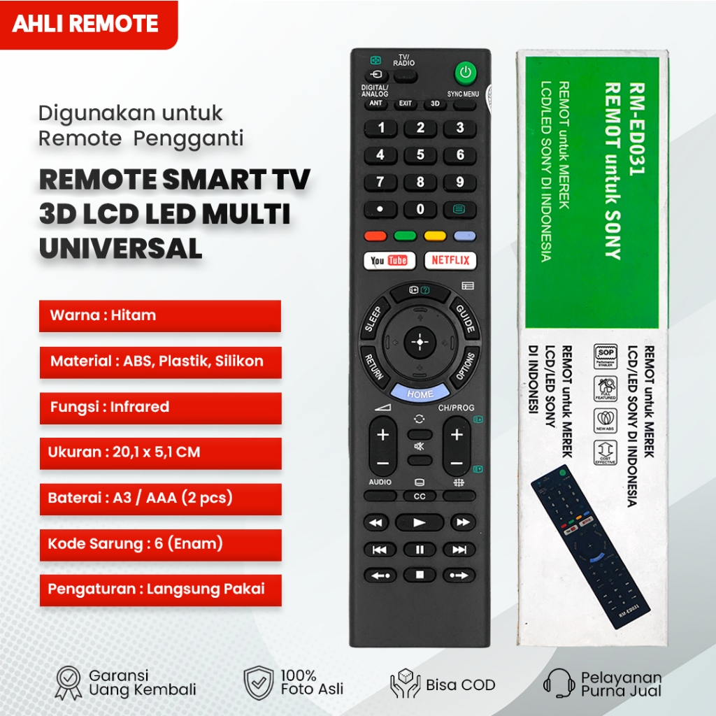 Remot TV Sony Bravia Smart TV Universal / Remote Smart TV Sony Multi