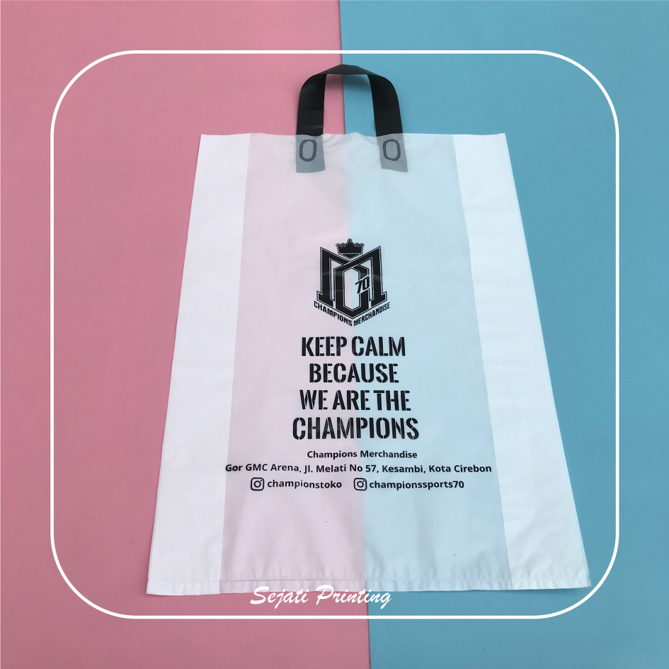 

Sablon Plastik Murah Soft Handle Bags 35 x 50 , FREE DESAIN - SEJATIPRINTING