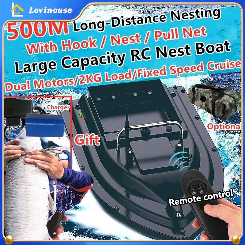Perahu Mancing Fiber Alat Pancing Remote Control 6-8H 500M GPS Kembali Otomatis Double Lampu Mancing