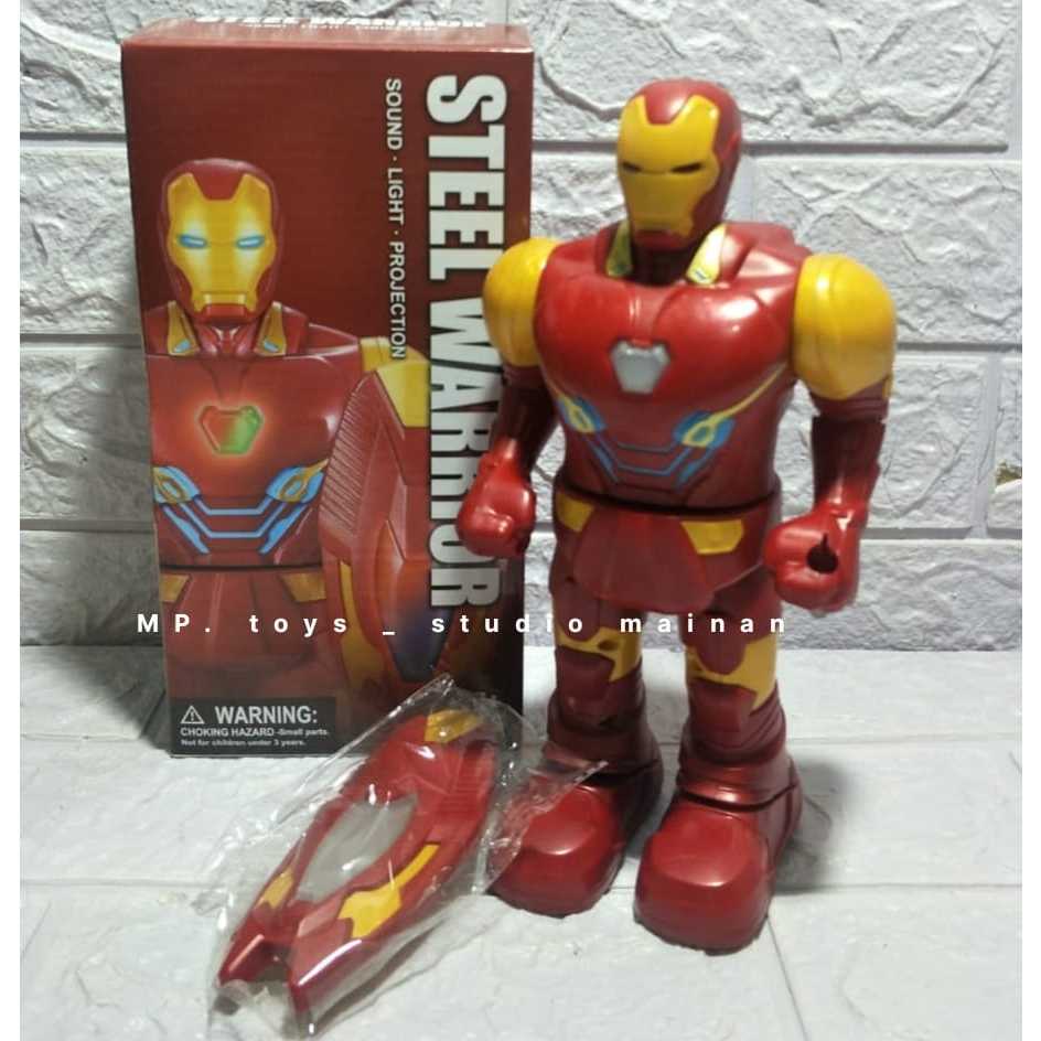 MAINAN ROBOT SUPER HERO CAPTAIN AMERICA IRON MAN WALKING robot hulk ROBOT JALAN IRONMAN MENEMBAK KAR