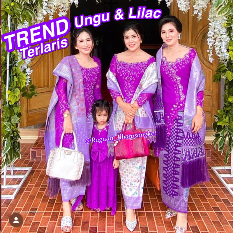 Dimensi TREND Ungu , Lilac / songket tenun asli palembang /ilham songket palembang /panca warna