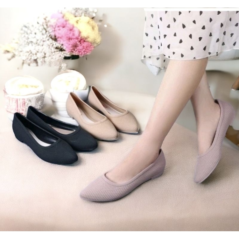 Sepatu Jelly Flat Karet Wanita Teplek Tanpa Hak 695 Import Terlaris