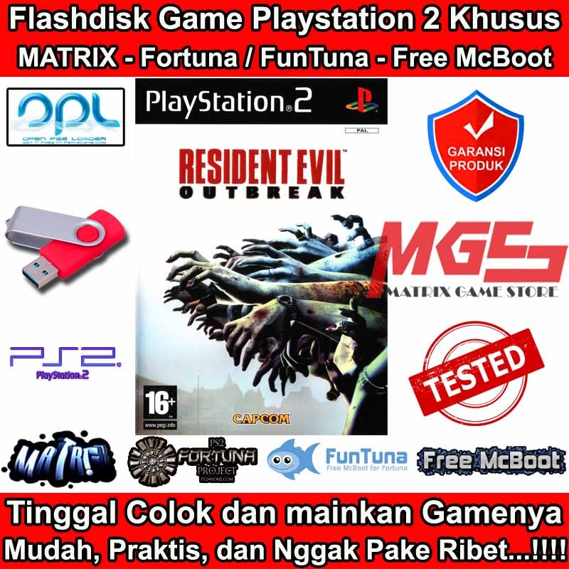 Flashdisk Game PS2 PS 2 Resident Evil Outbreak