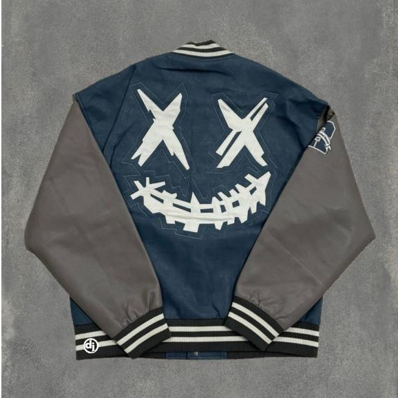 Ricky Is Clown Outline Varsity Jacket Navy
